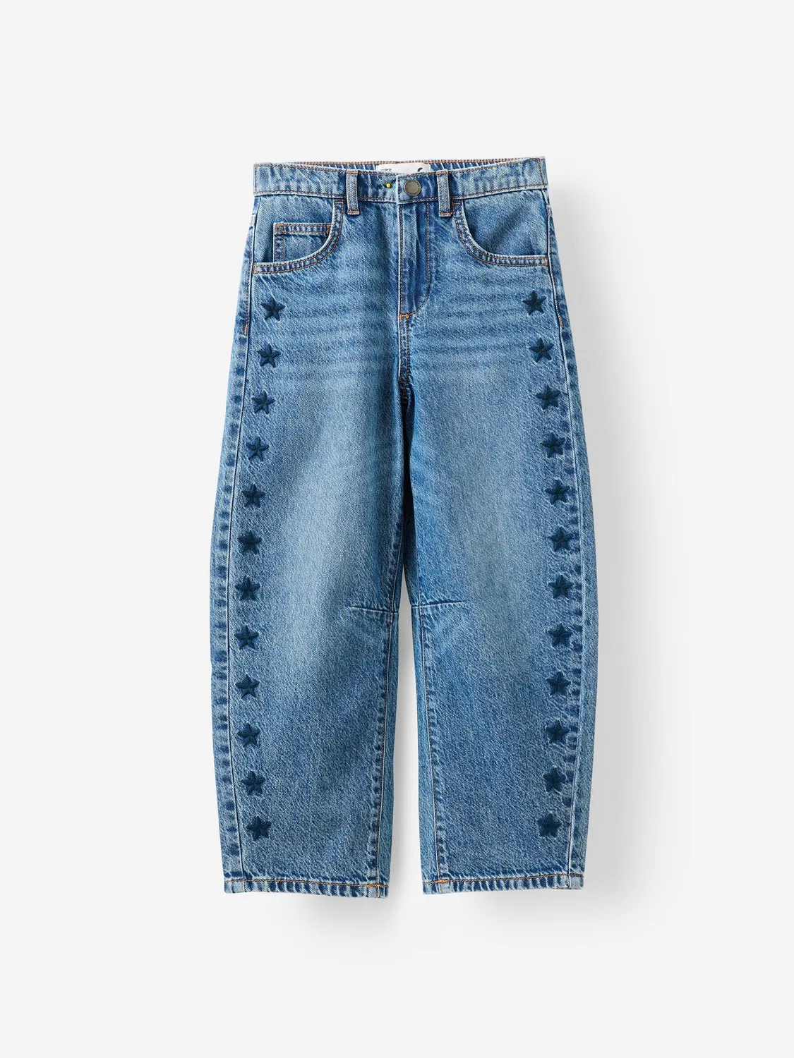 Джинсы Barrel Leg с вышивкой звезд Cotton On, синие