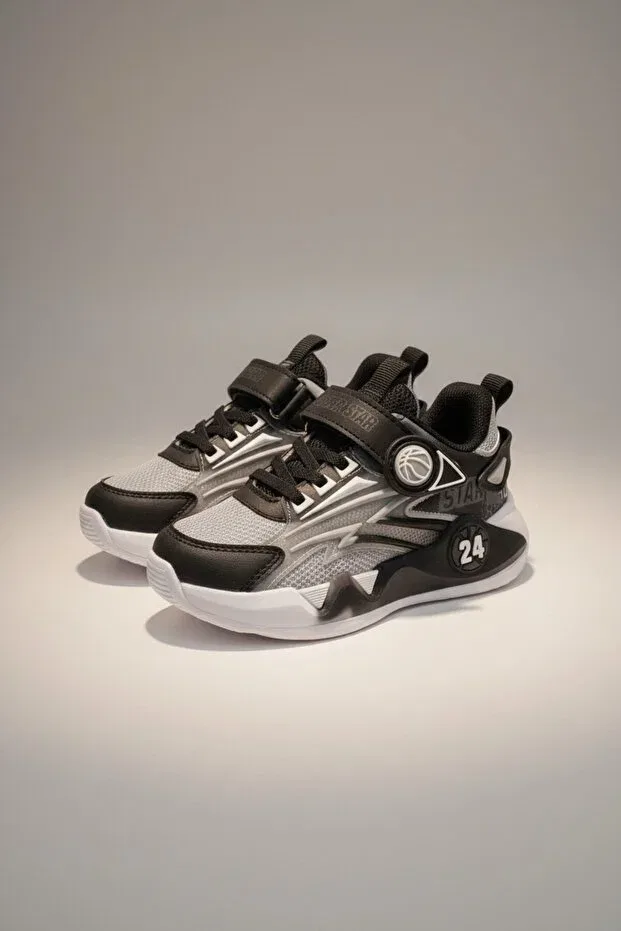 Детские спортивные кроссовки для мальчиков с принтом Superstar black-grey Modayak, Black-Gray