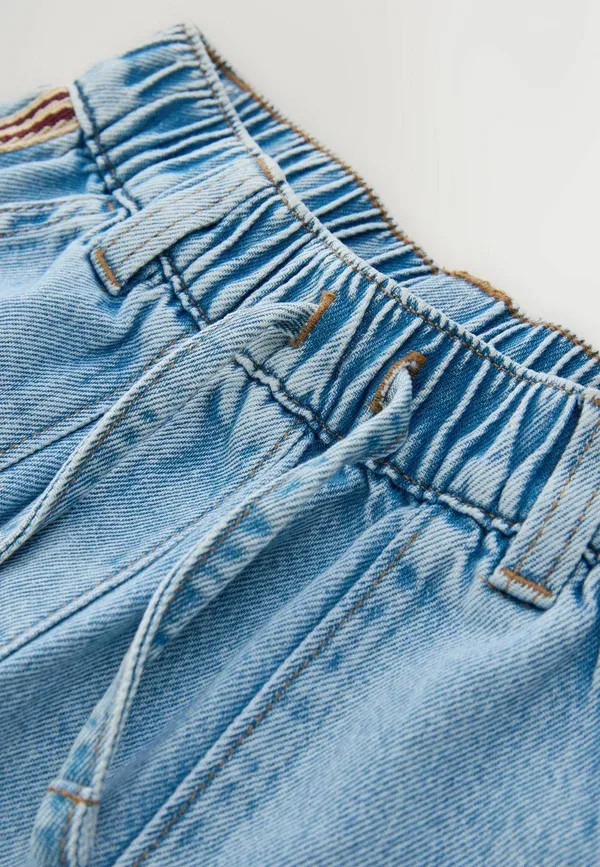 Брюки, деним, Regular fit - wide leg jeans - straight leg jeans Next, Red Side Detail, красный — фото 3