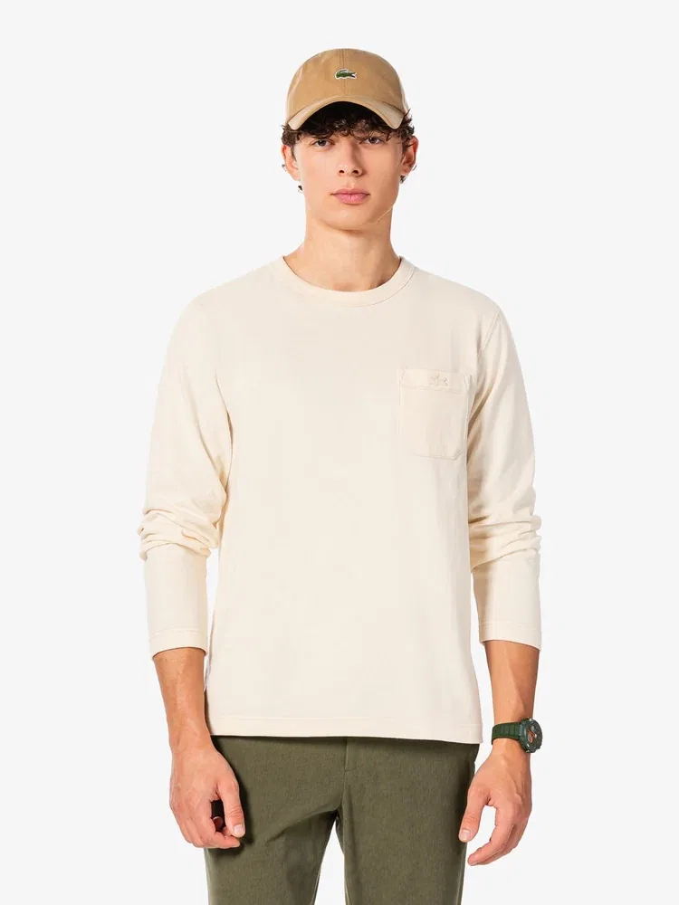 Футболка с длинным рукавом Lacoste Stitch Crewneck Pocket, хлопок, синий