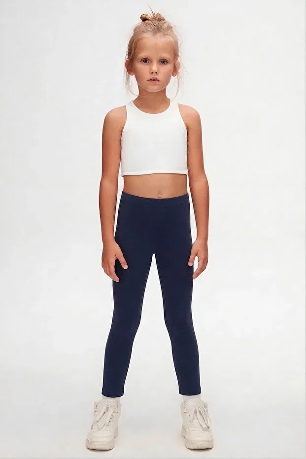 Детские леггинсы для девочек базовые Lovetti, Navy