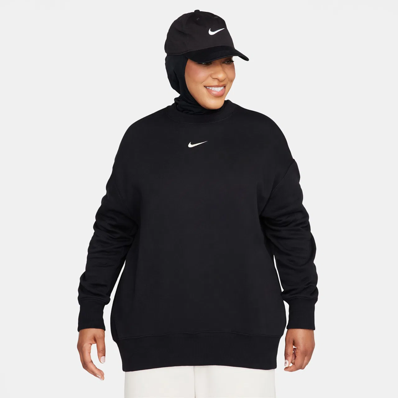 Женская флисовая кофта Nike Style Fleece Crew, черный/белый