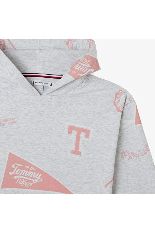 Детская толстовка с капюшоном для девочек Tommy Hilfiger, P09-Beyaz — фото 2