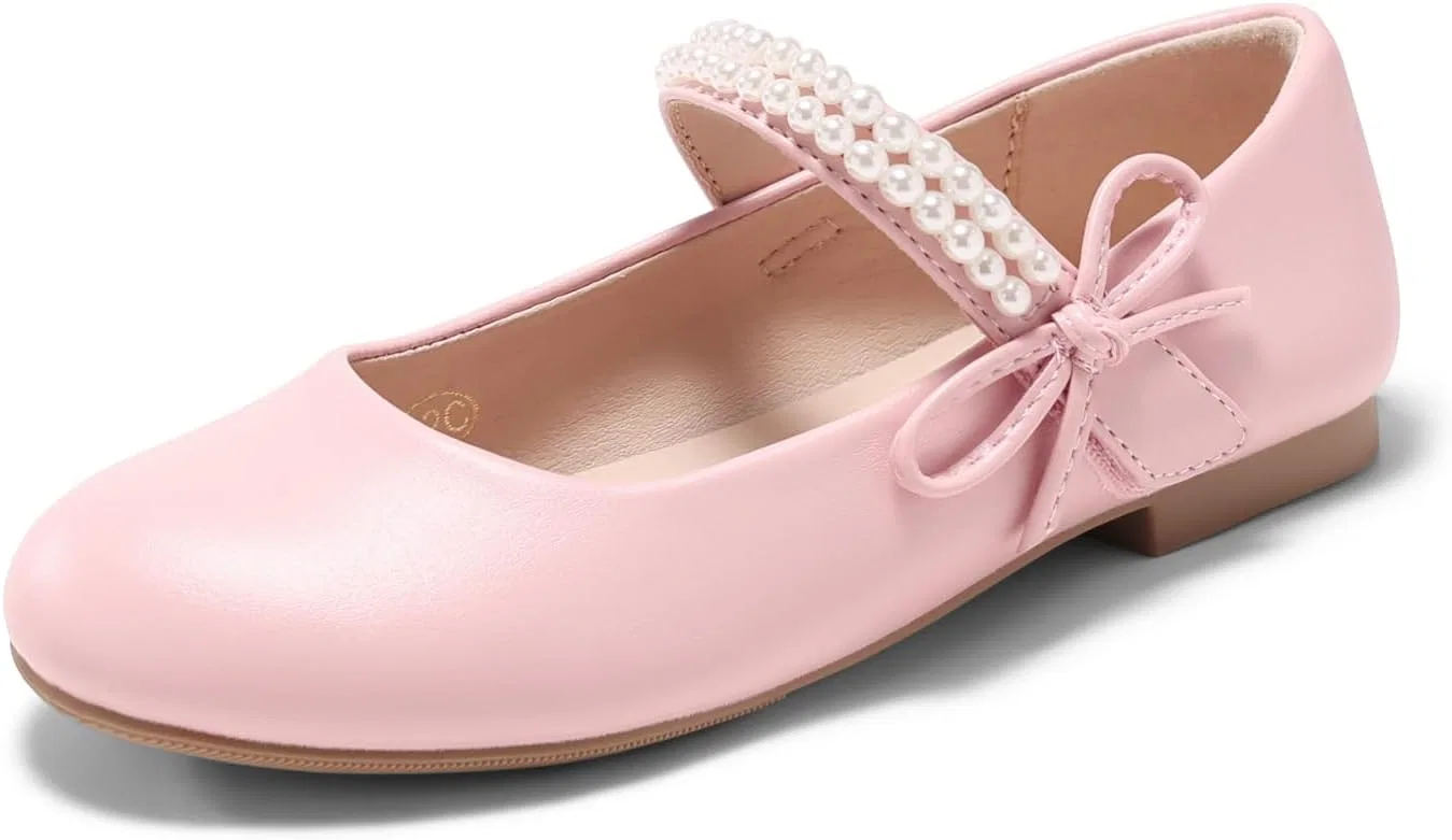 Детские балетки для девочек с цветком и жемчугом Coutgo, Pink