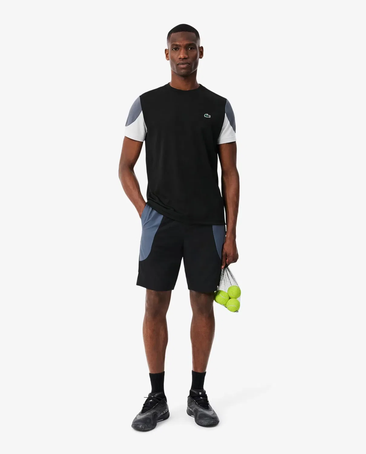 Мужские шорты спортивные из полиэстера с принтом Lacoste, Negro