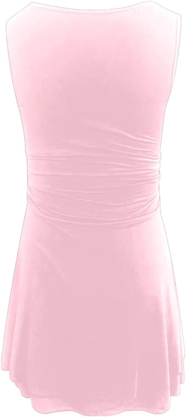 Женское мини-платье с квадратным вырезом и воланами A01 Pink — фото 4