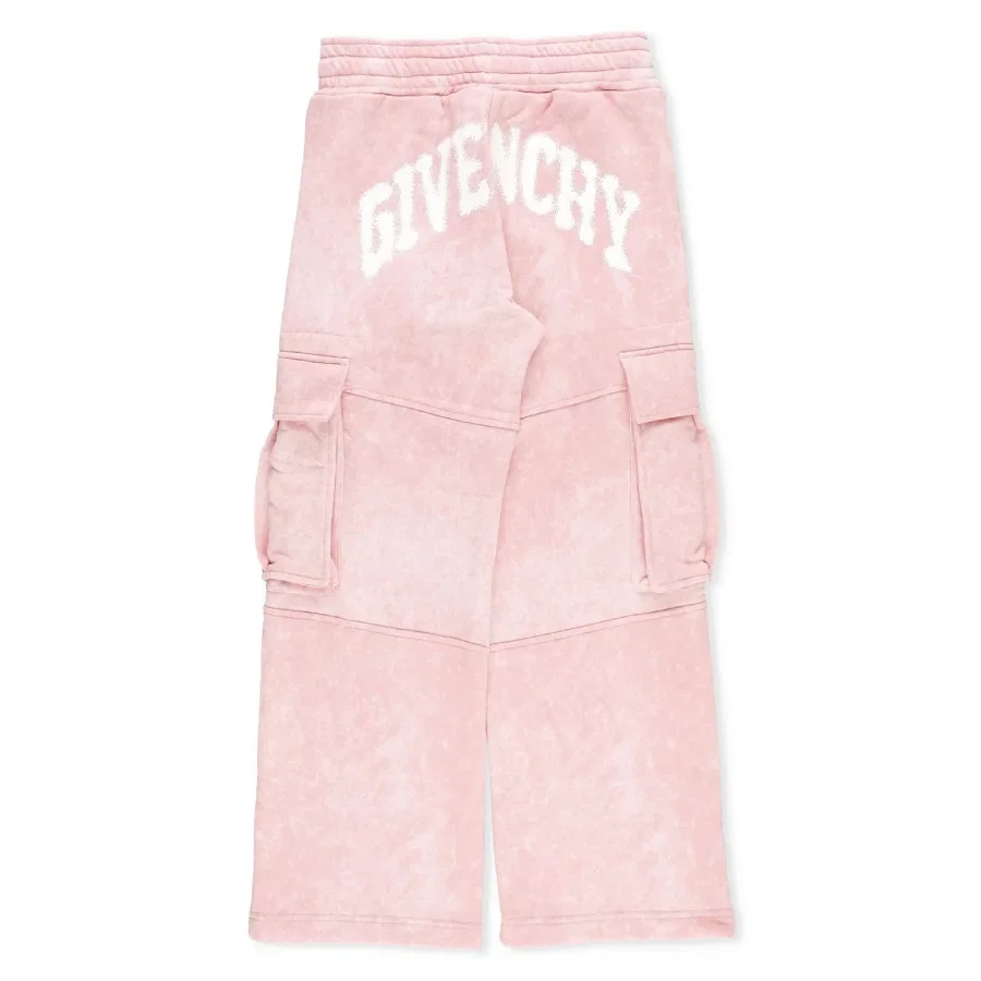 Брюки хлопковые с принтом Kids Logo-Printed Drawstring Cotton Trousers Givenchy, Pink Dark Pale Pink — фото 2