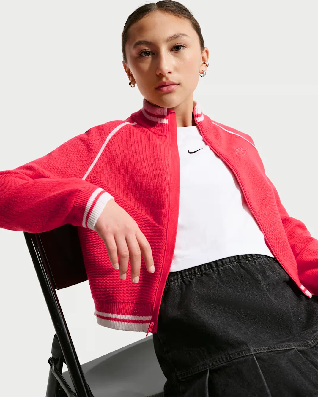 Детский свитер/спортивная куртка для девочек (подросткового возраста) Nike Sportswear Collection, Fusion Red/White — фото 3