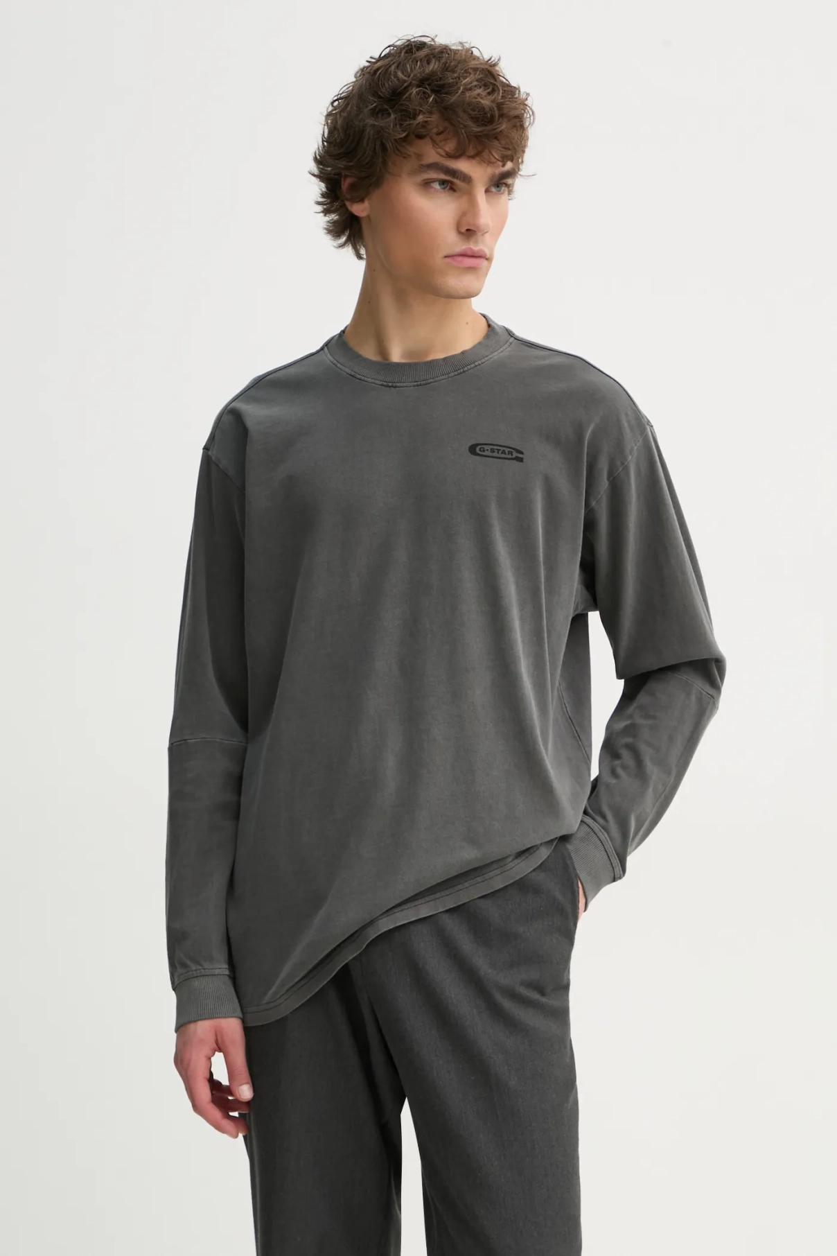 

Хлопковый топ с длинными рукавами G-Star Raw, серый