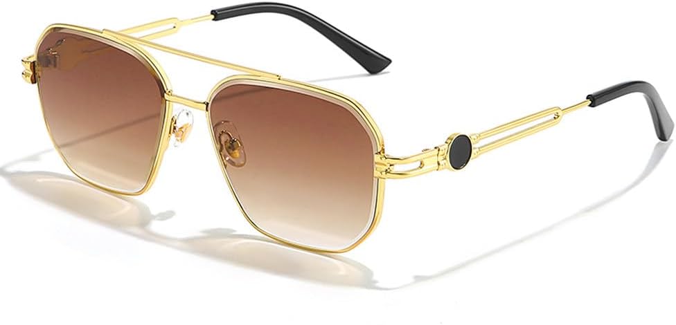 

Мужские солнцезащитные очки в металлической оправе с градиентным переходом, квадратной переносицей, модные винтажные женские очки с защитой от УФ-излучения UV400 WNCKSQ, C03-gold Brown