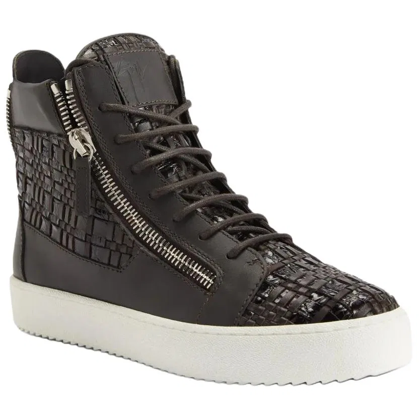 Кроссовки Giuseppe Zanotti с крокодиловым принтом коричневые — фото 4