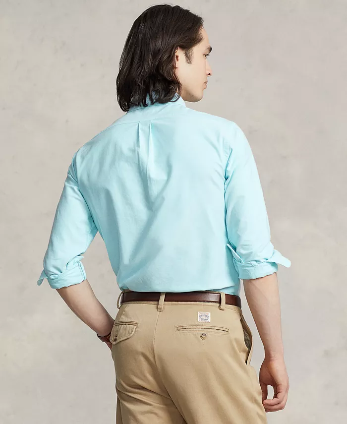 Мужская классическая оксфордская рубашка с длинным рукавом Polo Ralph Lauren, синий — фото 4