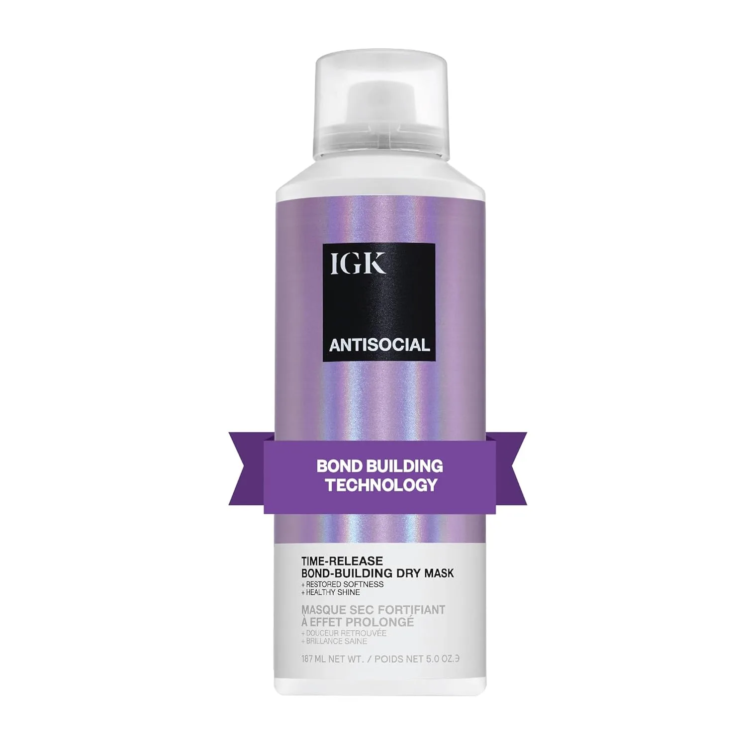 IGK Antisocial Bond-Building Dry Hair Mask, ночная маска для сухих волос для поврежденных волос, восстановление здоровых волос, уход за волосами, средство от ломкости волос, веганская протеиновая обработка 142 г