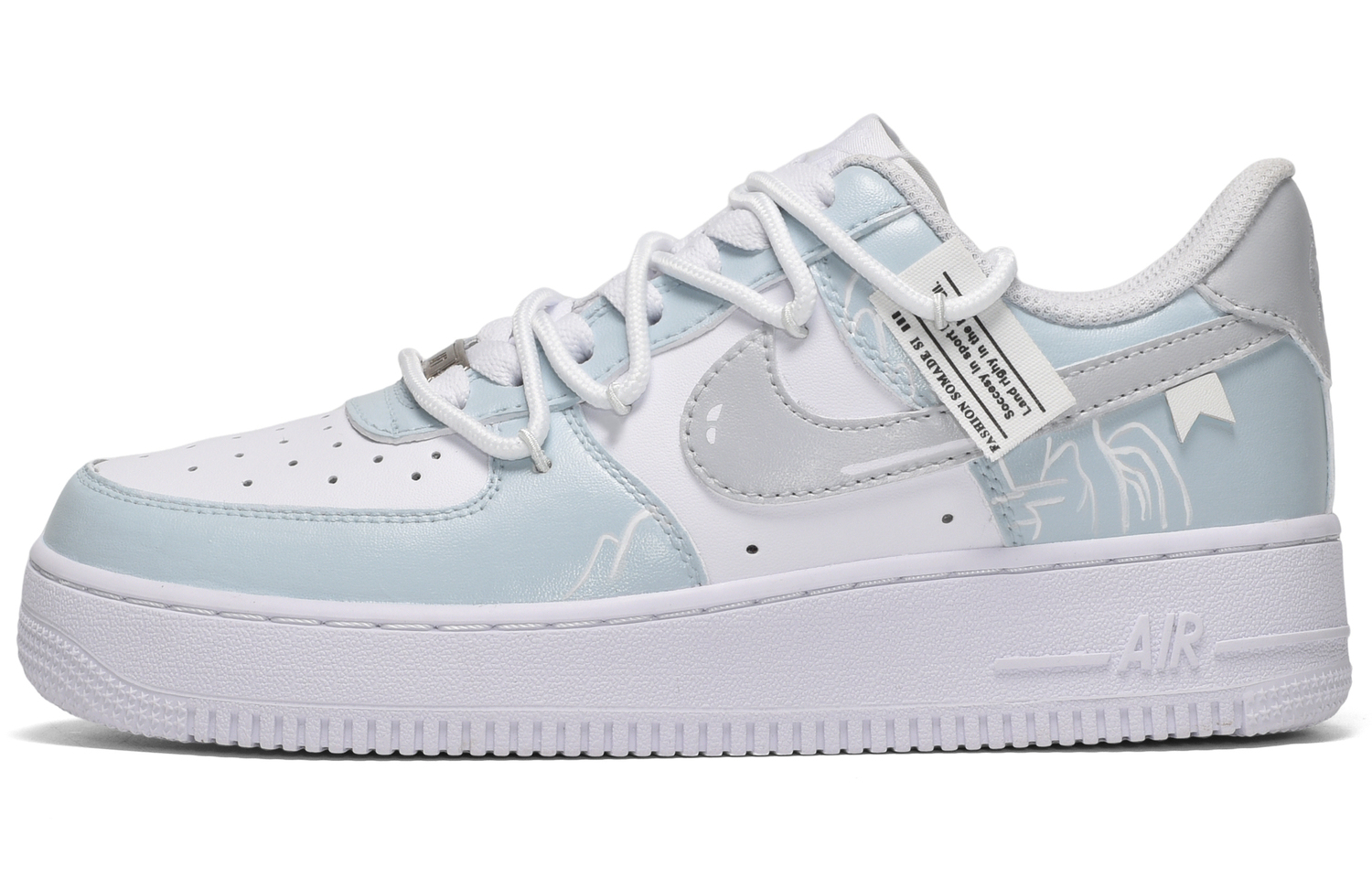 

Кроссовки Nike Air Force 1 Low CUS ID противоскользящие низкие для скейтбординга мужские сине-белые