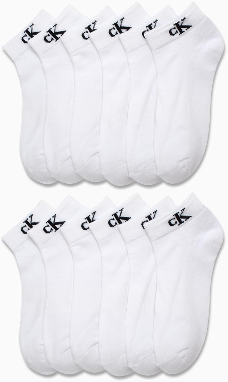 Женские носки Calvin Klein Quarter Socks - 12 пар носков до щиколотки с мягкой подошвой для женщин, для занятий спортом и бега (размеры: 4-10), White — фото 2