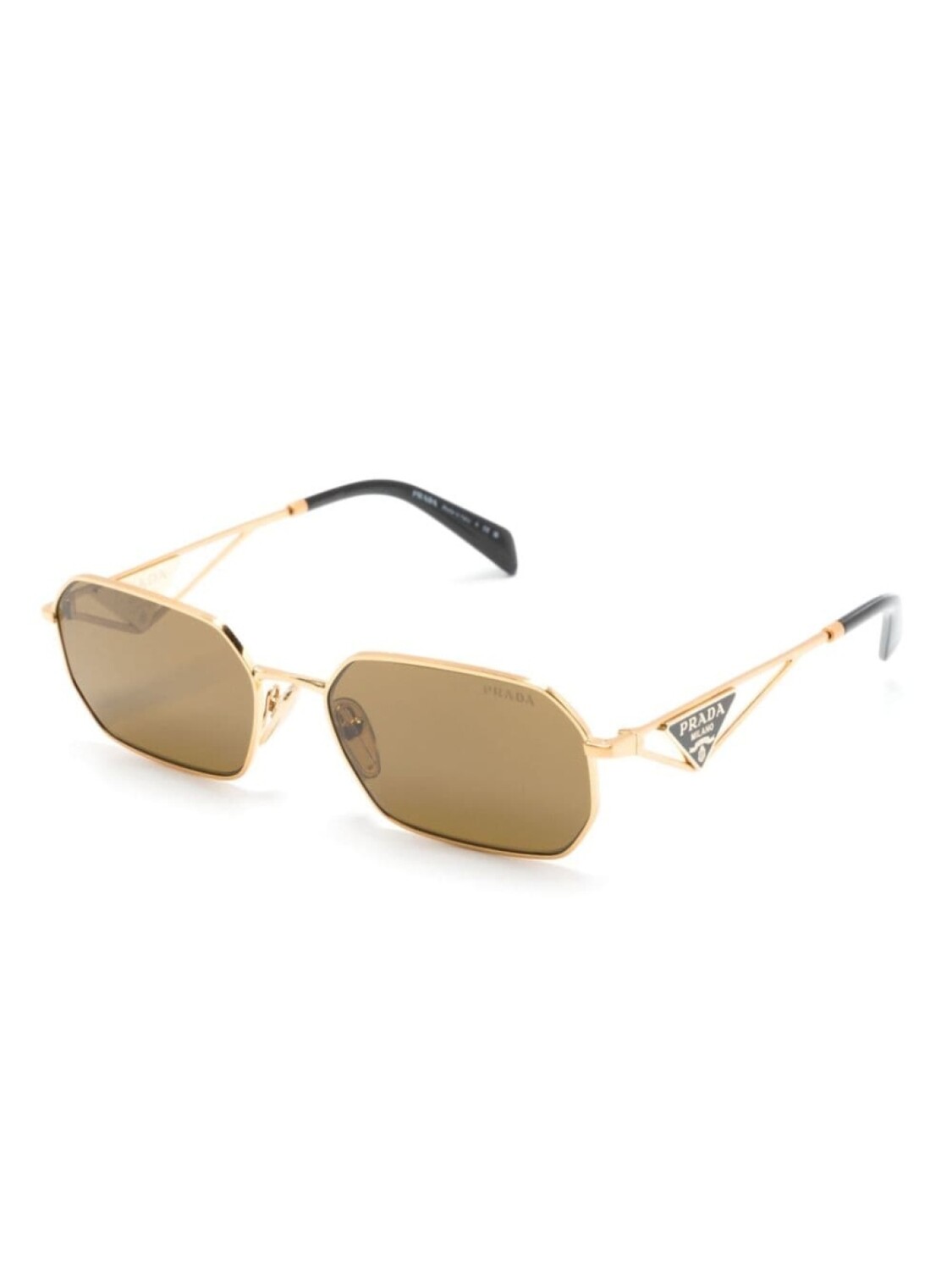 Prada Eyewear солнцезащитные очки 0PR A51S в шестиугольной оправе, золотистый — фото 2