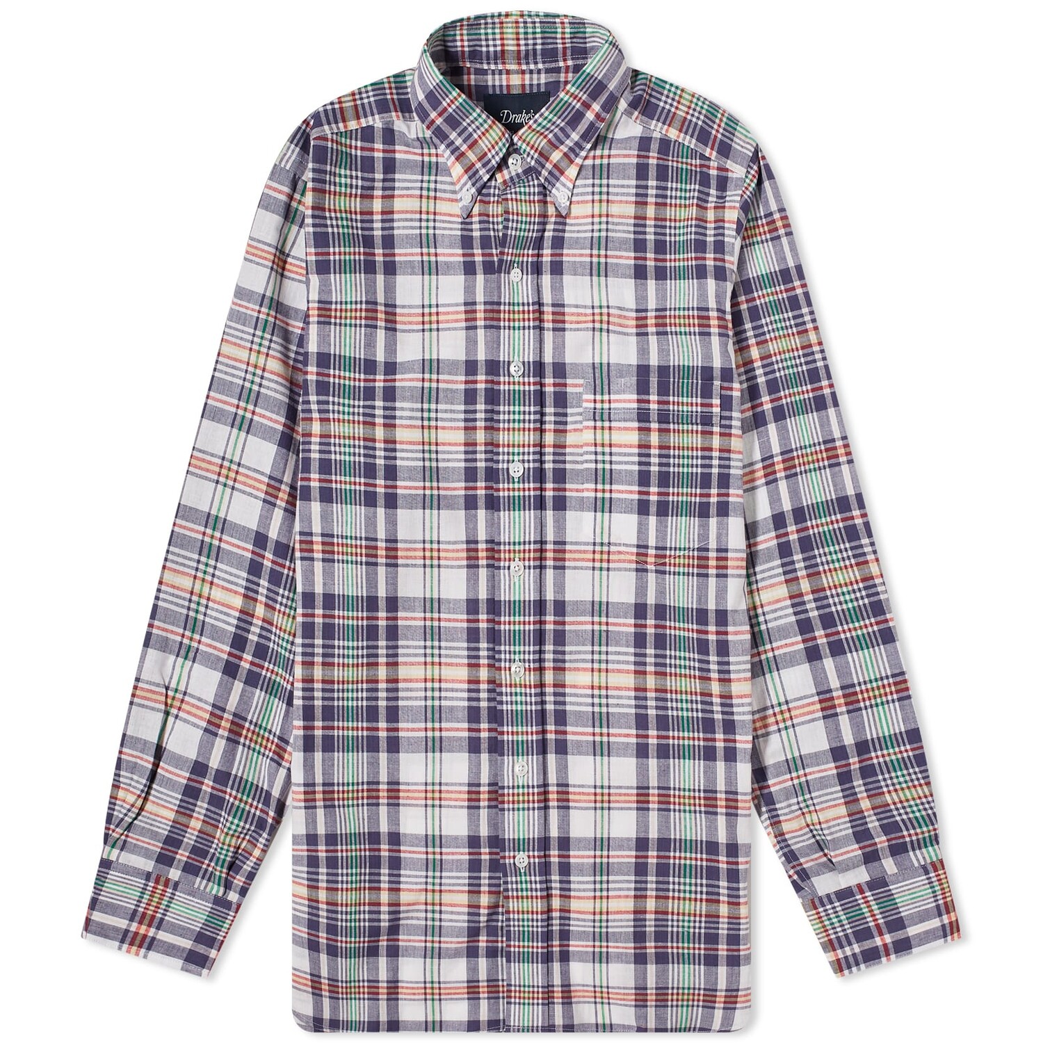 

Футболка Drake'S Madras Button Down Shirt, цвет Navy & Yellow