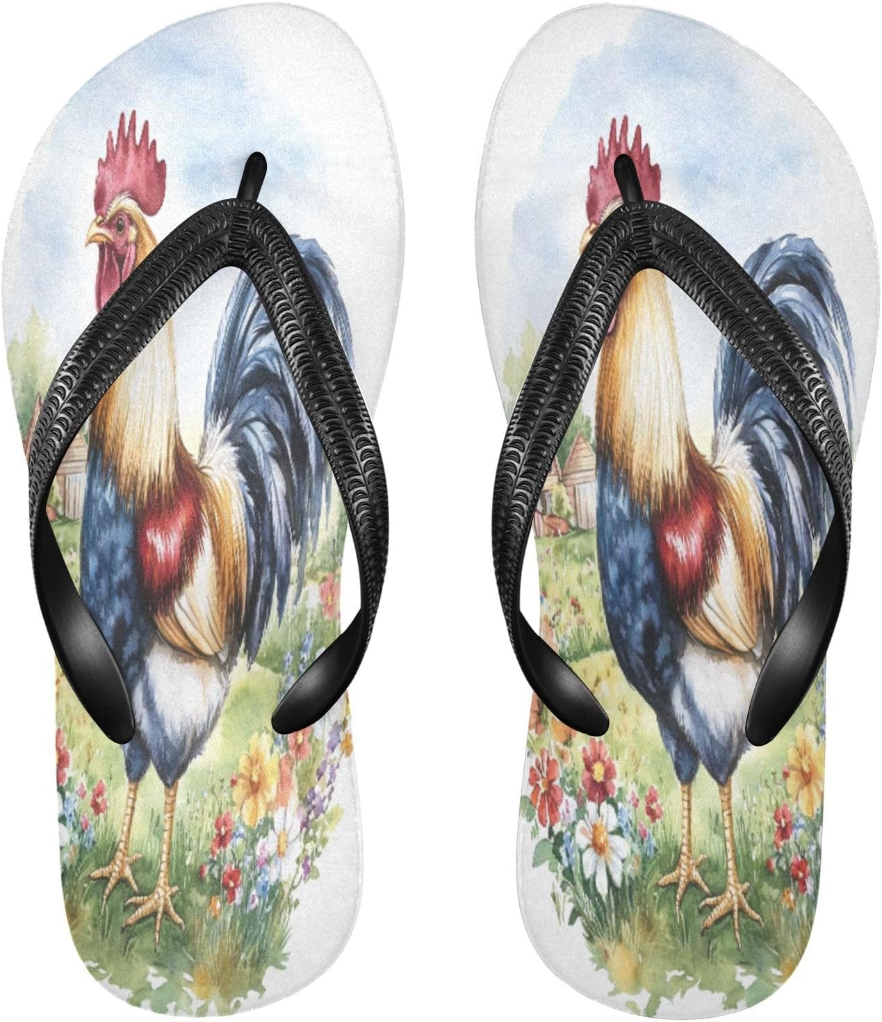 

Женские и мужские пляжные шлепанцы с белым цветком петуха, резиновые противоскользящие летние тапочки для душа и прогулок Sinestour