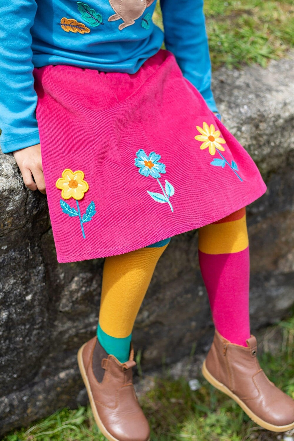 

Вышитая вельветовая юбка Frugi, розовый