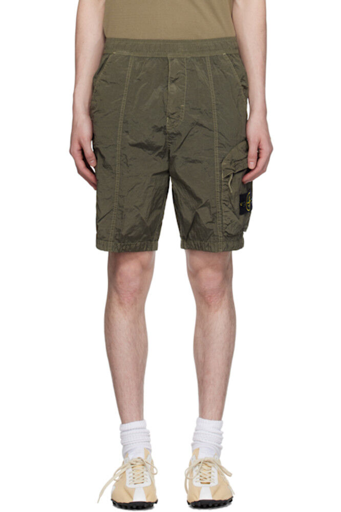 

Шорты цвета хаки из нейлона и металла в экониле Stone Island
