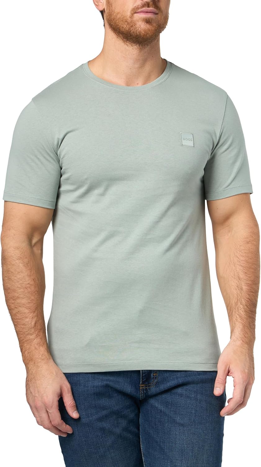 

Мужская футболка BOSS с тональной тканой нашивкой-логотипом, Slate Green, Зеленый, Мужская футболка BOSS с тональной тканой нашивкой-логотипом, Slate Green