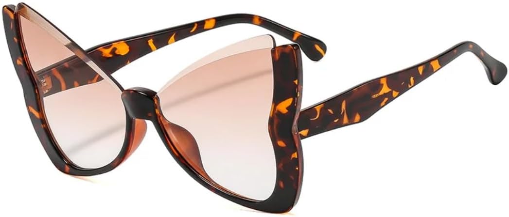 

Роскошные безободковые солнцезащитные очки-бабочки для женщин, модные, винтажные, для вечеринок, путешествий, панка, с защитой от ультрафиолета UV400 TVTBBVV, Leopard-lightbrown