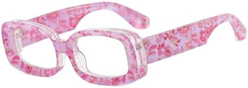 

Ретро прямоугольные солнцезащитные очки для женщин, модные оттенки конфетных цветов, защита от УФ-излучения UV400; для мужчин — прозрачные квадратные солнцезащитные очки с градиентом MTZJH, Pink Pattern Clear