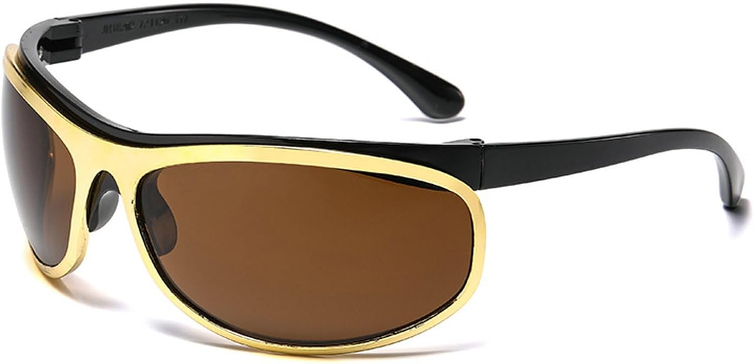 

Очки-солнцезащитные очки в стиле Y2K для мужчин и женщин, модные овальные солнцезащитные очки большого размера, трендовые панк-очки с защитой от УФ-излучения UV400 mincl, Gold Brown