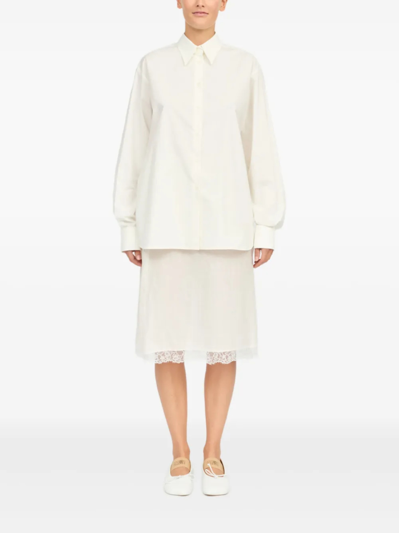 MM6 Maison Margiela платье-рубашка длины миди, нейтральный — фото 2