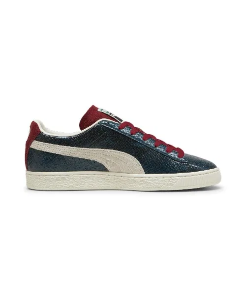 Мужские кроссовки PUMA SUEDE SPLIT из замши с кожаными вставками красные — фото 4