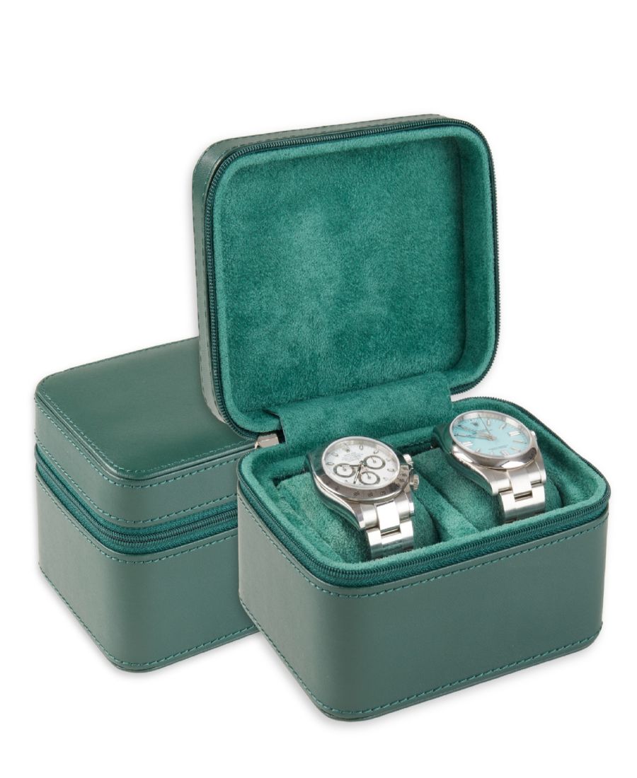 

Чехол для хранения двух часов из натуральной кожи Bey-Berk, зеленый