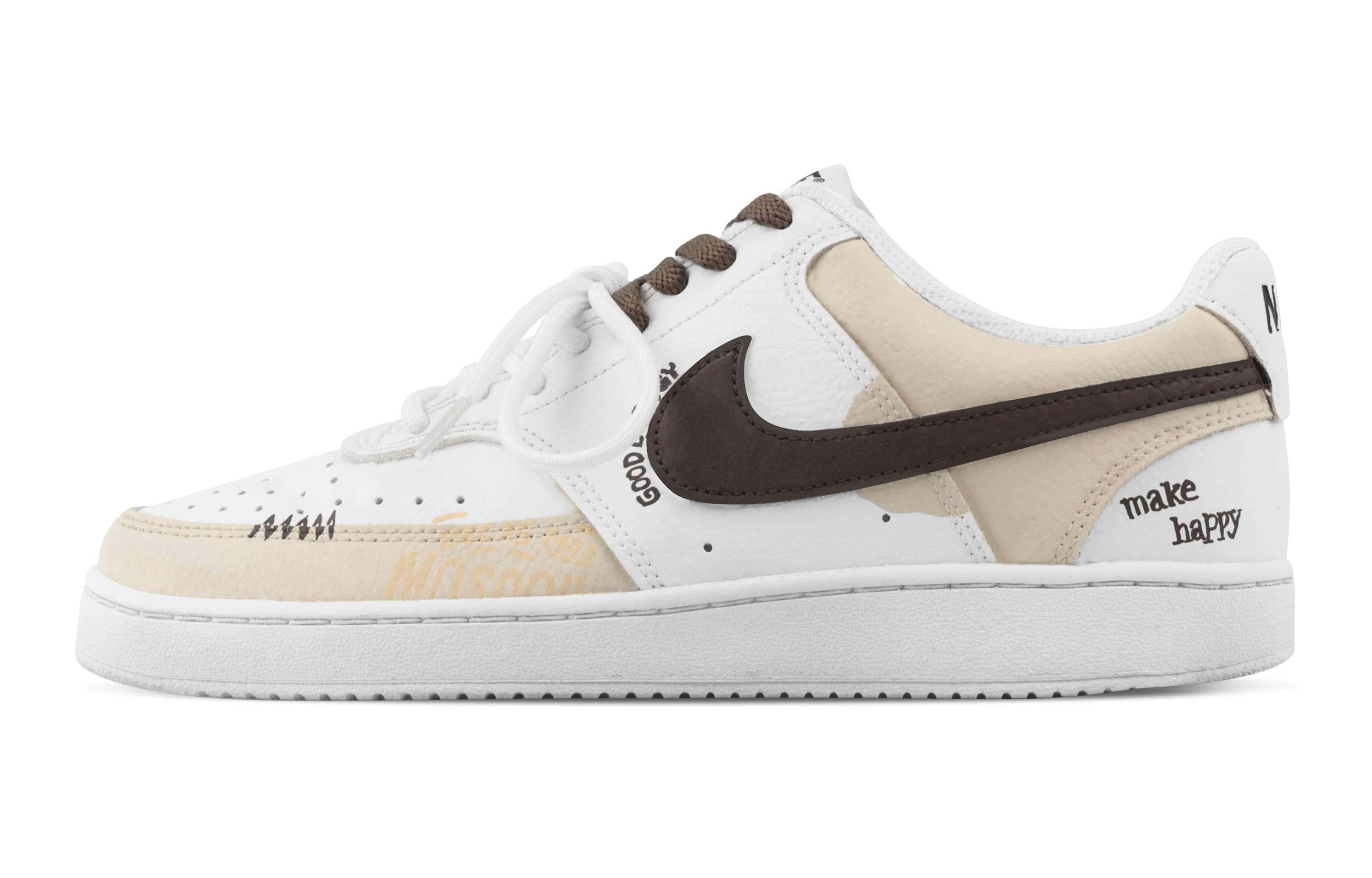 

Nike Кроссовки Court Vision 1 Deserted Smoke Like Desert, износостойкие, низкие, для скейтбординга, мужские, белые, коричневые