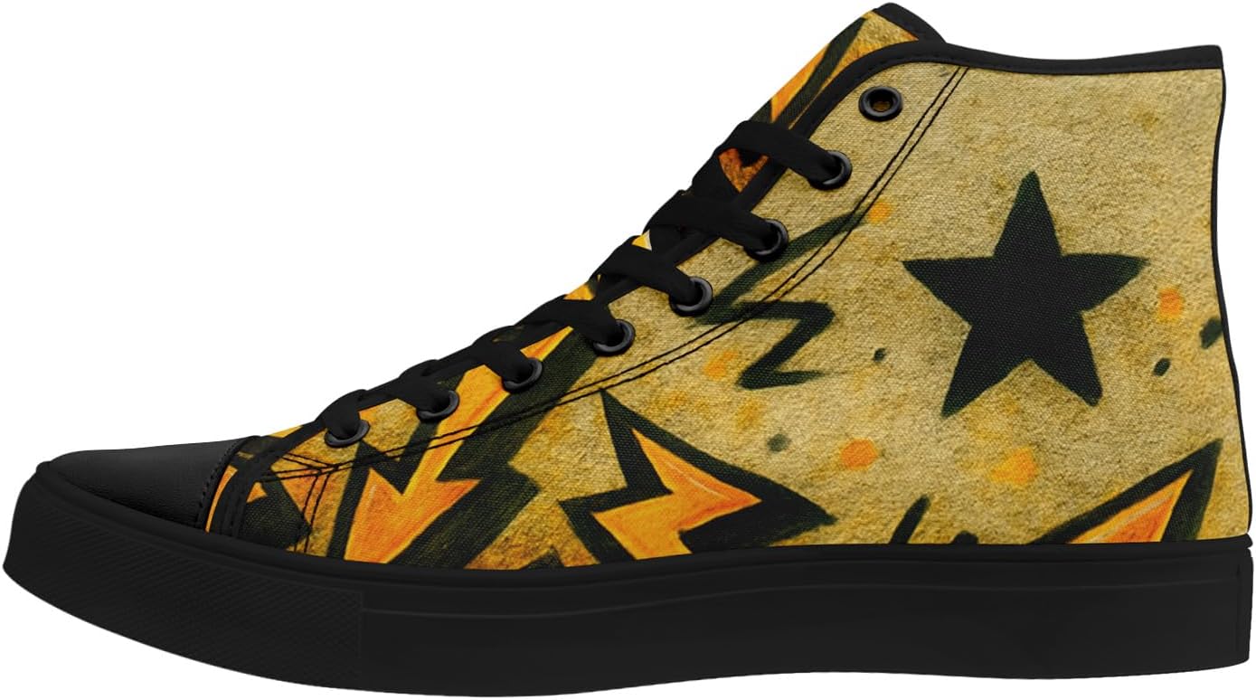 

Модные высокие кеды-граффити для мужчин и женщин, легкие стильные текстильные кроссовки, плоская подошва, дышащая обувь для студентов Coolcustomize, черный/оранжевый/песочный