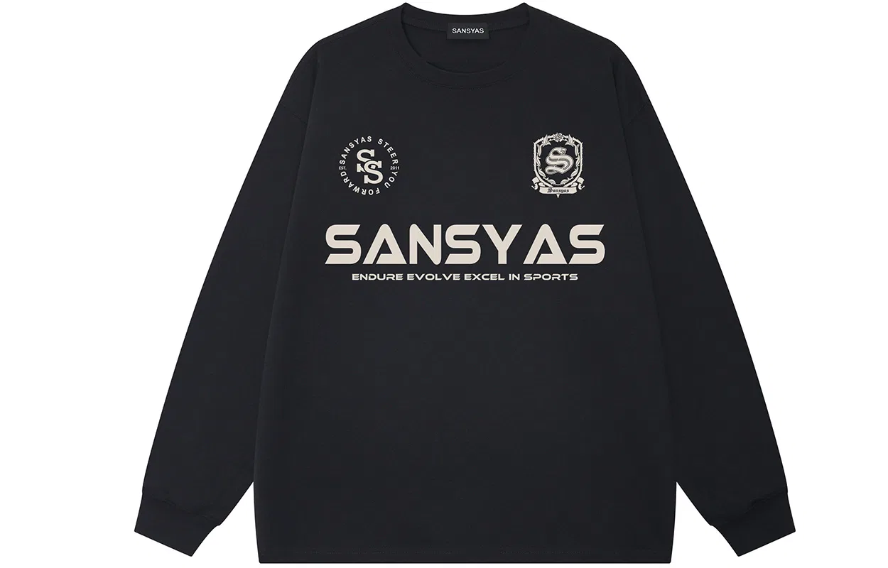 Футболка детская унисекс с круглым вырезом, свободного кроя, Black, SANSYAS