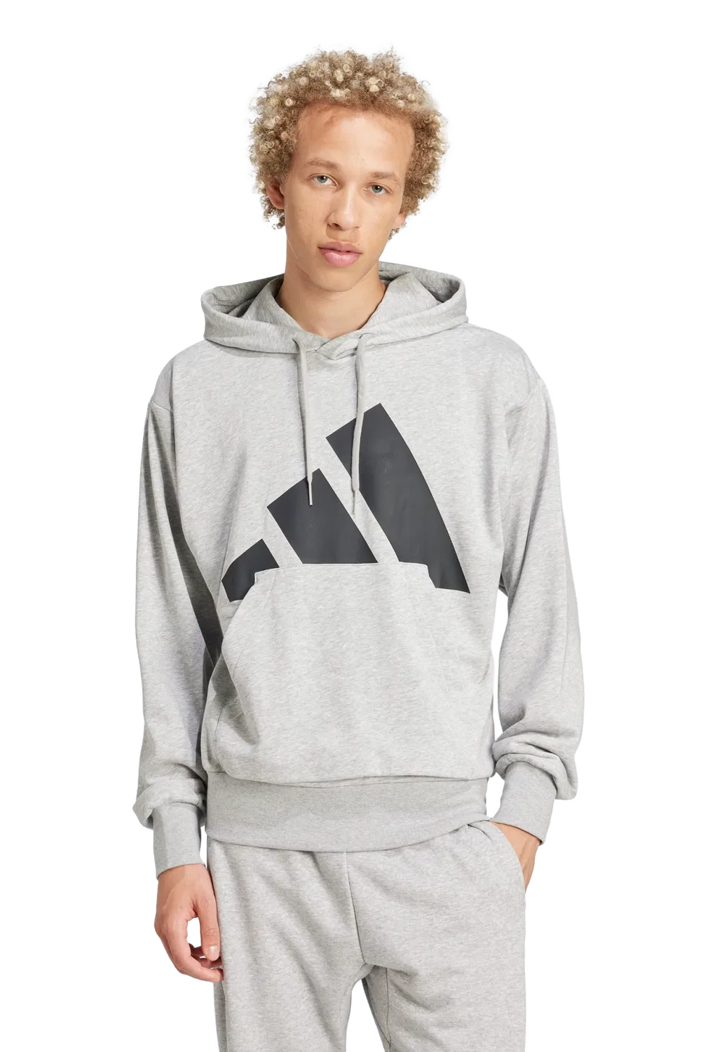 Мужское худи с логотипом Adidas Essentials Big Logo French Terry, Серый — фото 2