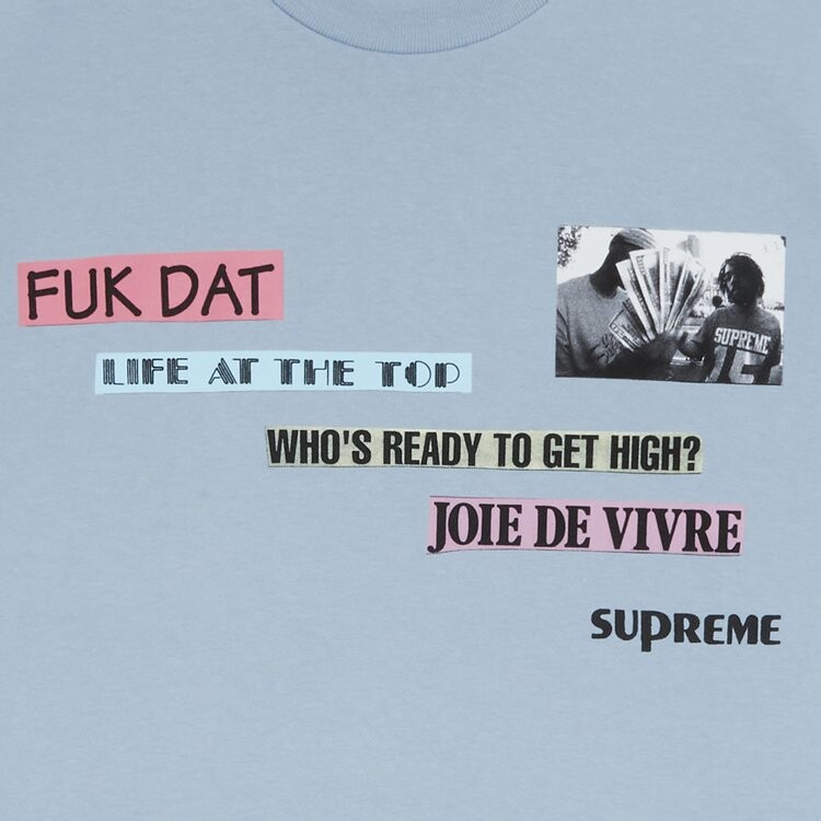 Футболка Supreme Joie De Vivre Tee 'Dusty Blue', синий — фото 4