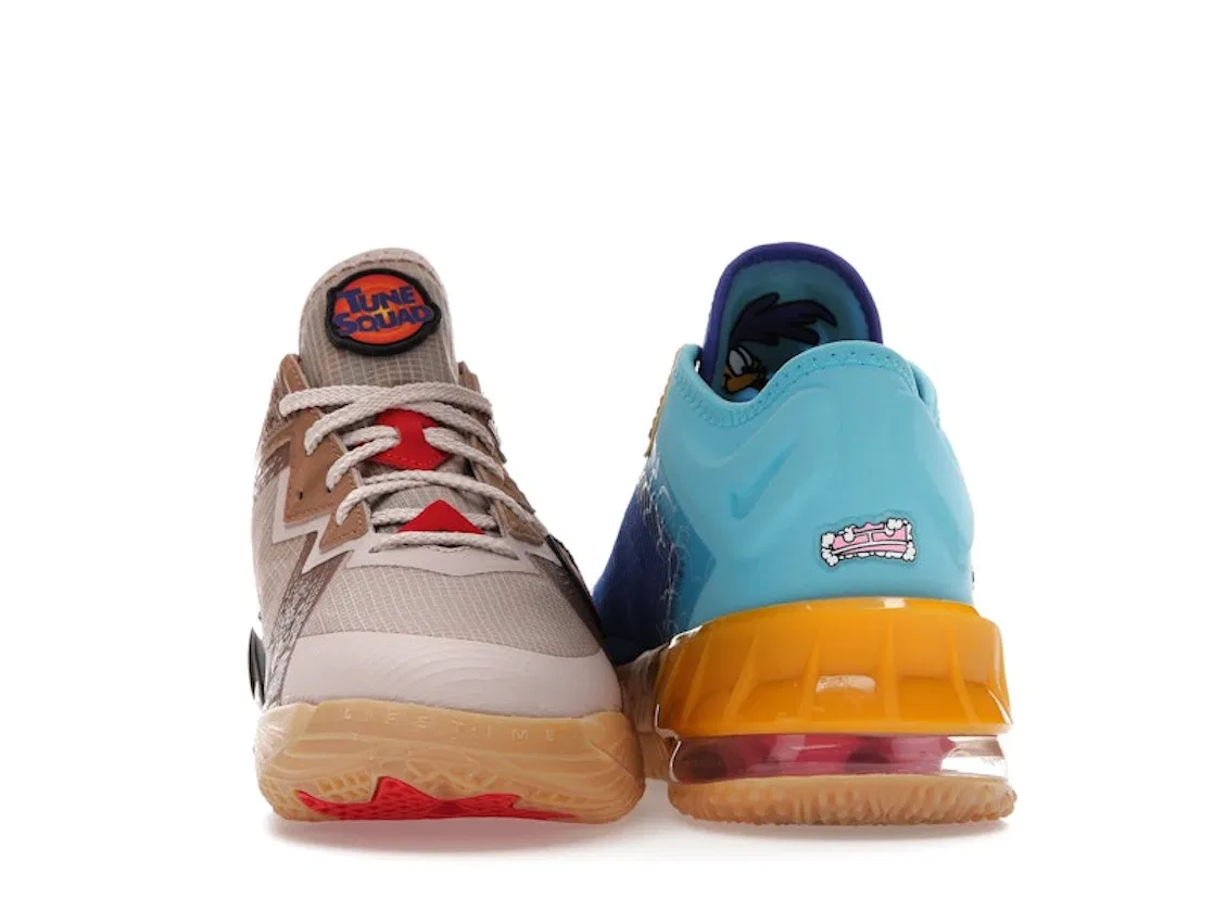 Детские кроссовки для мальчиков с принтом Nike LeBron 18 Low, Racer Blue/Baltic Blue-University Gold-White — фото 4
