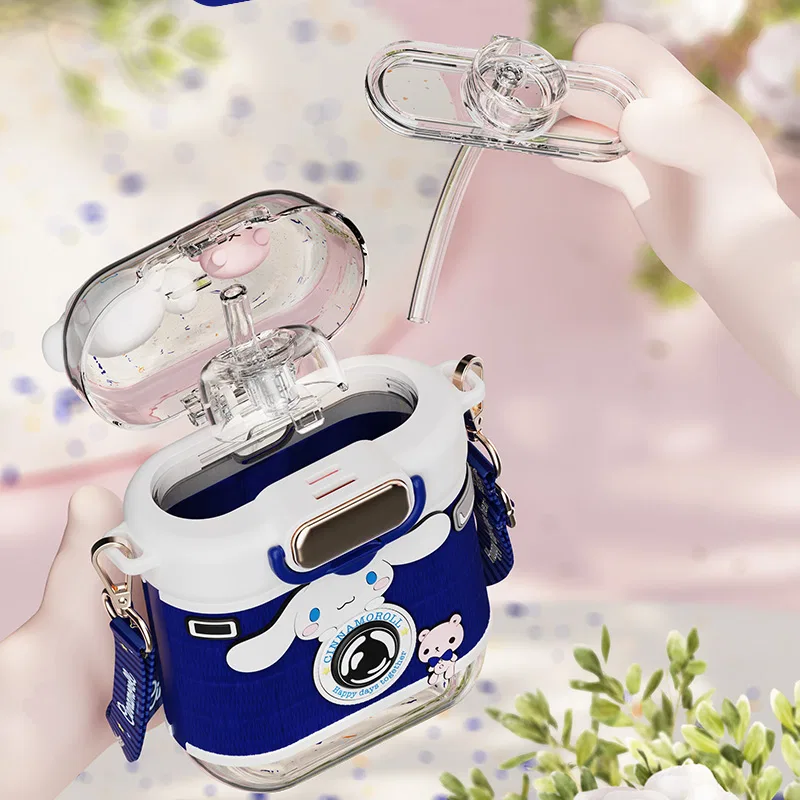 Детская кружка с принтом Cinnamoroll Sanrio, 700 мл, Cinnamoroll Water Cup+Shopping Bag+Sticker Cup Brush, Blue — фото 3