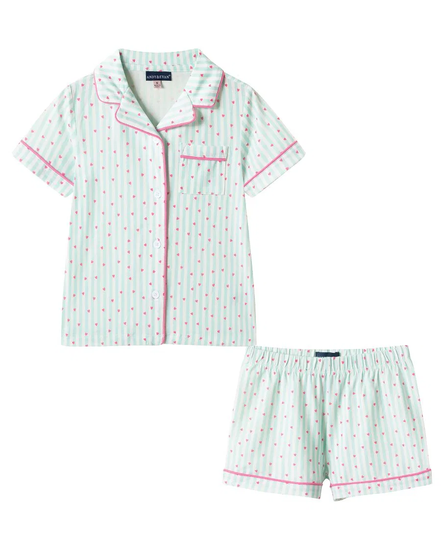 Комплект пижамы с принтом бантиков, модель Bow Print Andy & Evan, Mint Green