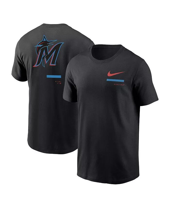 

Мужская черная футболка Miami Marlins через плечо Nike