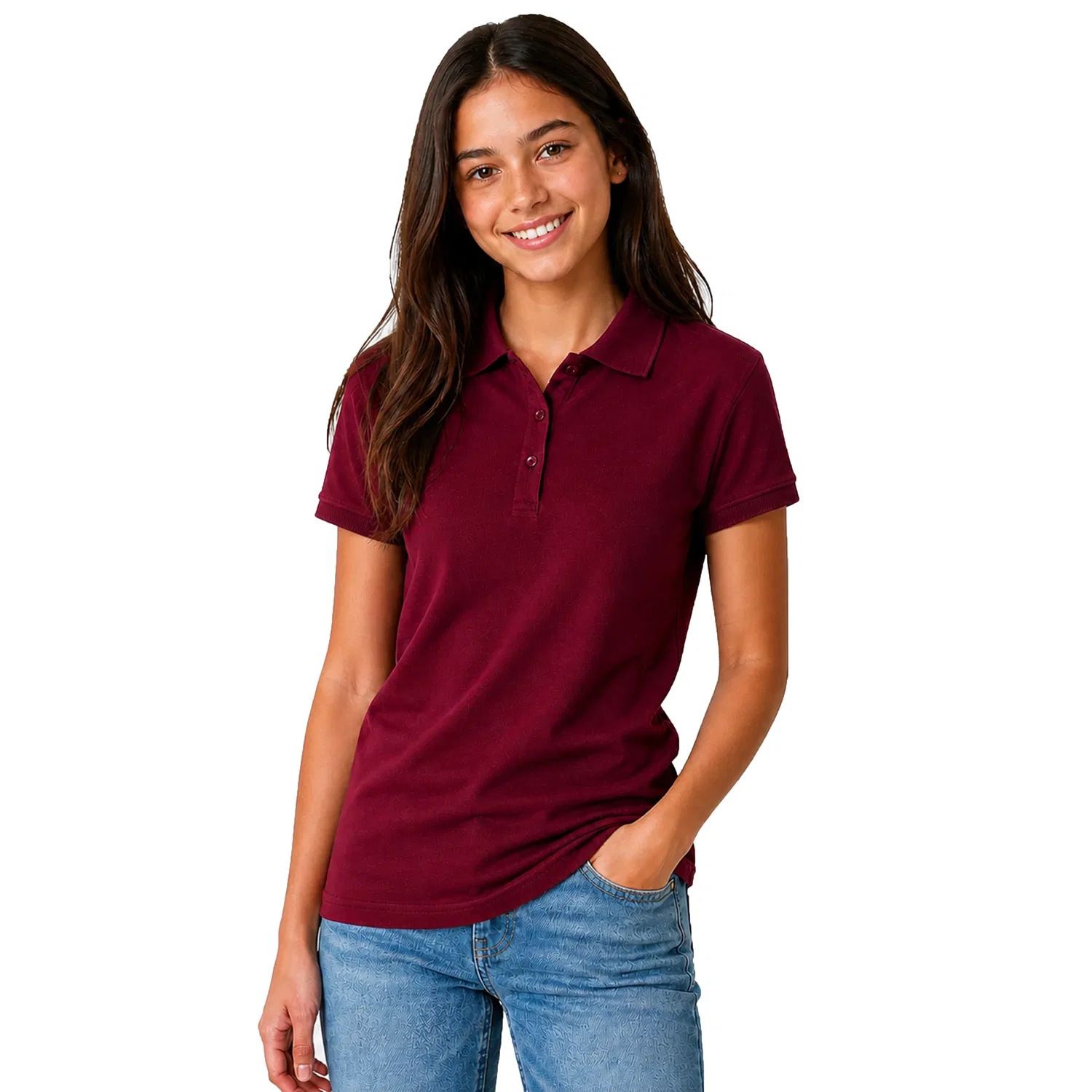 Детская футболка-поло для девочек с коротким рукавом Galaxy By Harvic Junior's Short Sleeve School Uniform Pique Polo Shirt, Burgundy