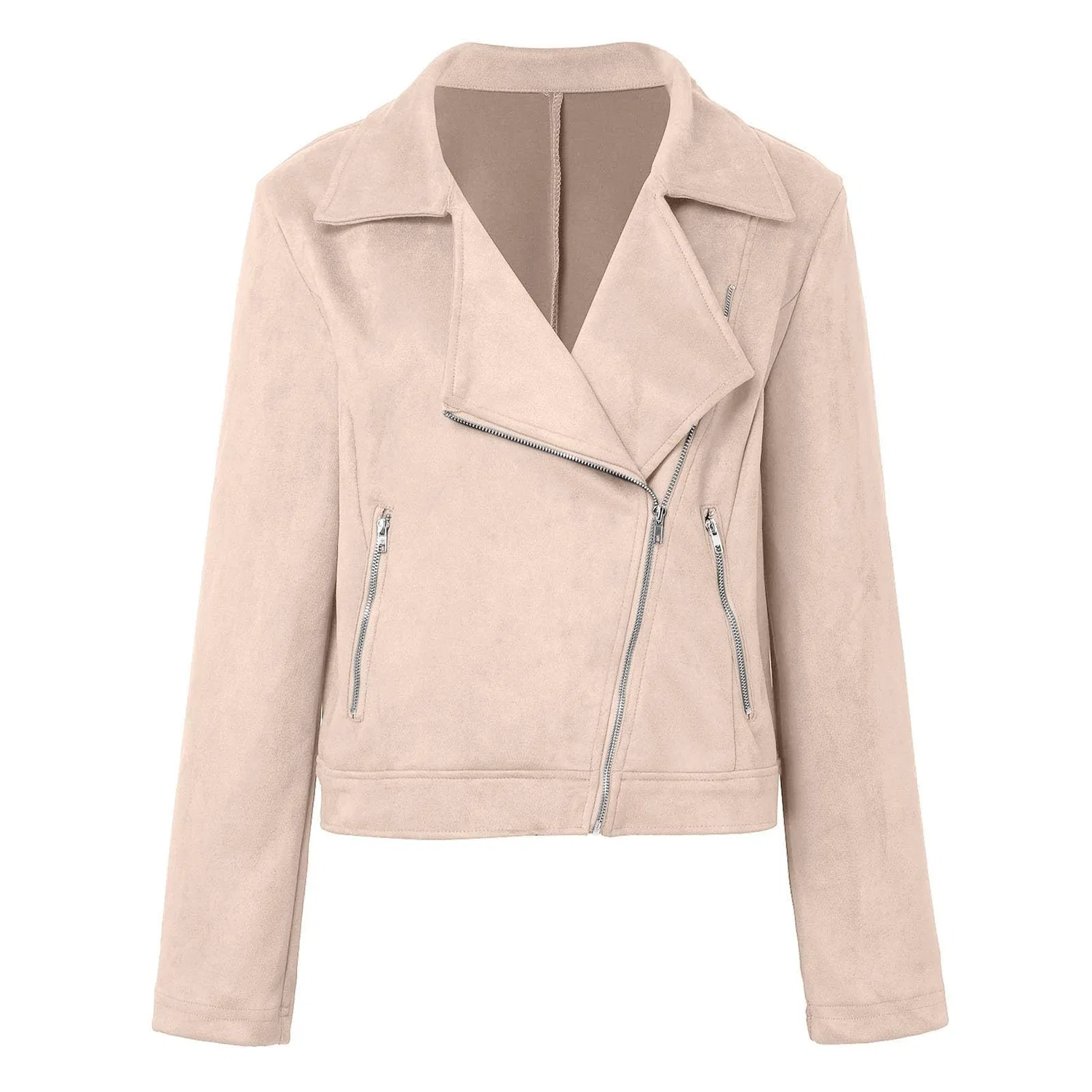 Женская куртка с коротким рукавом из замши Elegant Retro, бренд, Beige — фото 3