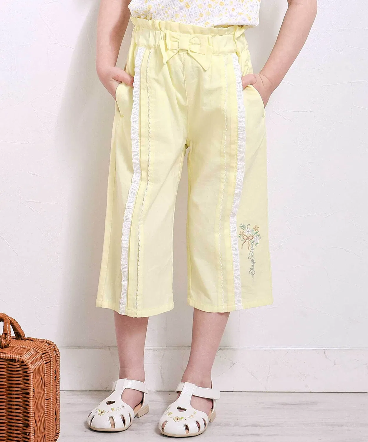 Детские джинсовые брюки для девочек с поясом-лентой, 90-130 см SLAP SLIP, Желтый