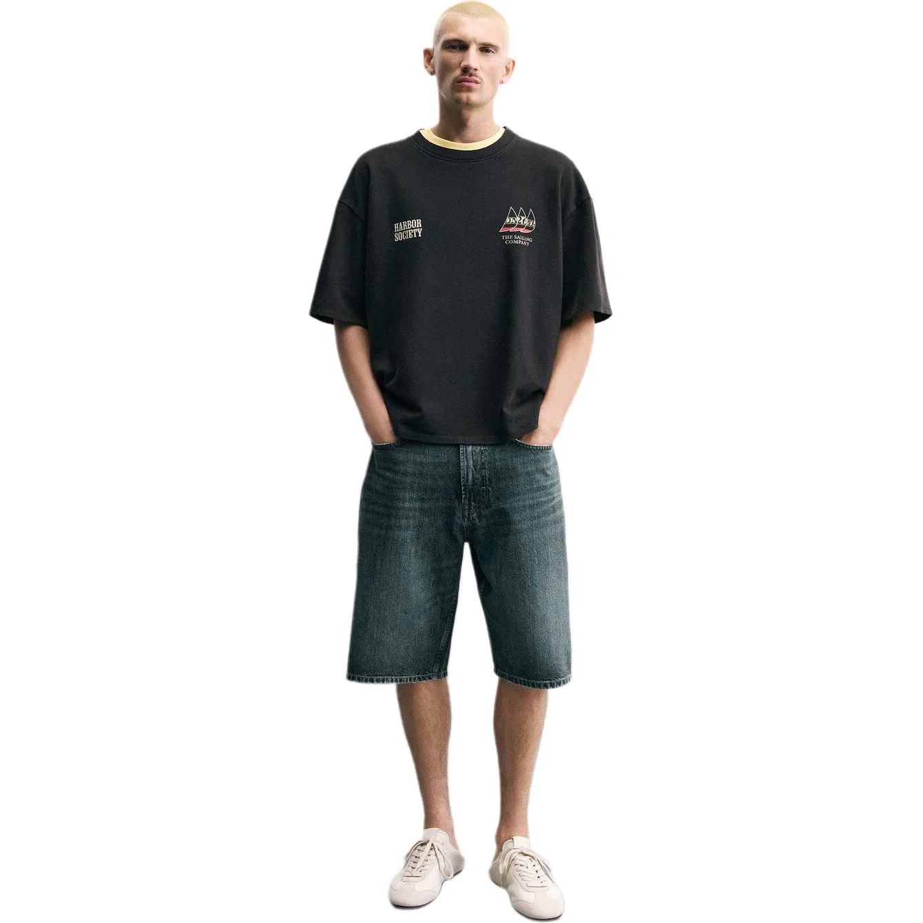 Мужская футболка с круглым вырезом Deep Anthracite ZARA, Deep Anthracite — фото 4