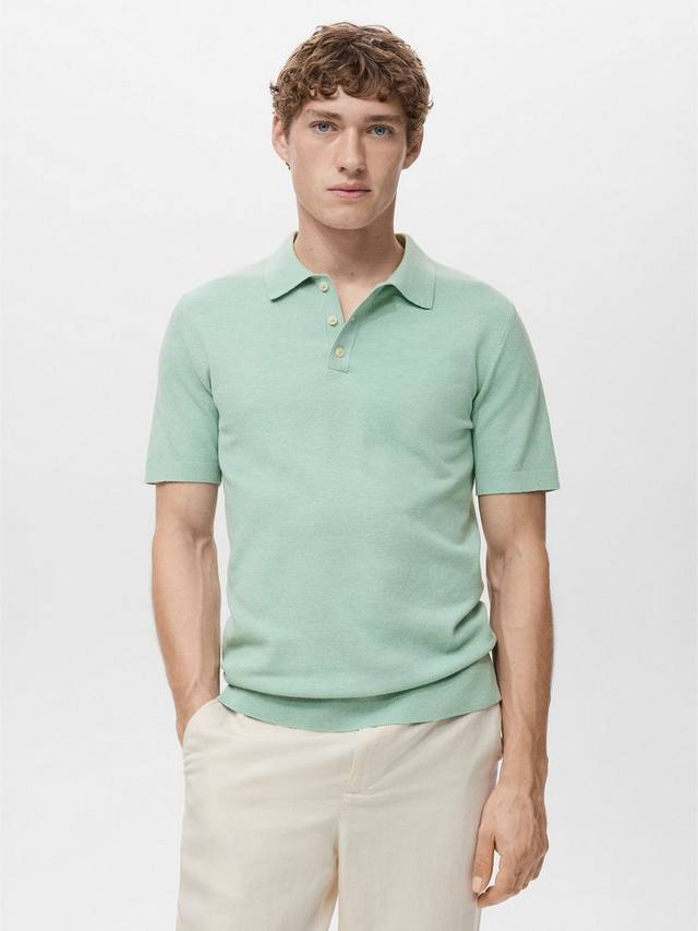 

Эндрю поло с коротким рукавом Slim Fit из хлопковой смеси Mango, Turquoise - Aqua