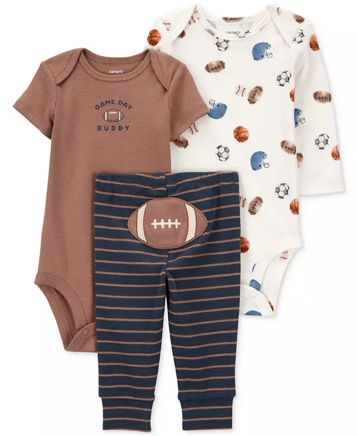 

Набор для мальчиков Baby Boys 3-Pc. Cotton Football Little Character Set Carter's, коричневый