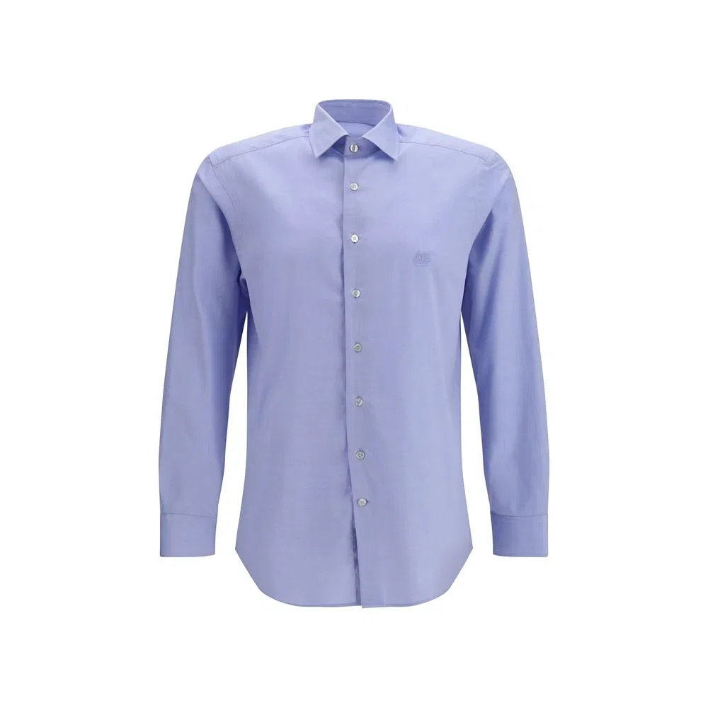 Мужская рубашка классическая с длинным рукавом Blue Cotton Dress Shirt Etro, Blue