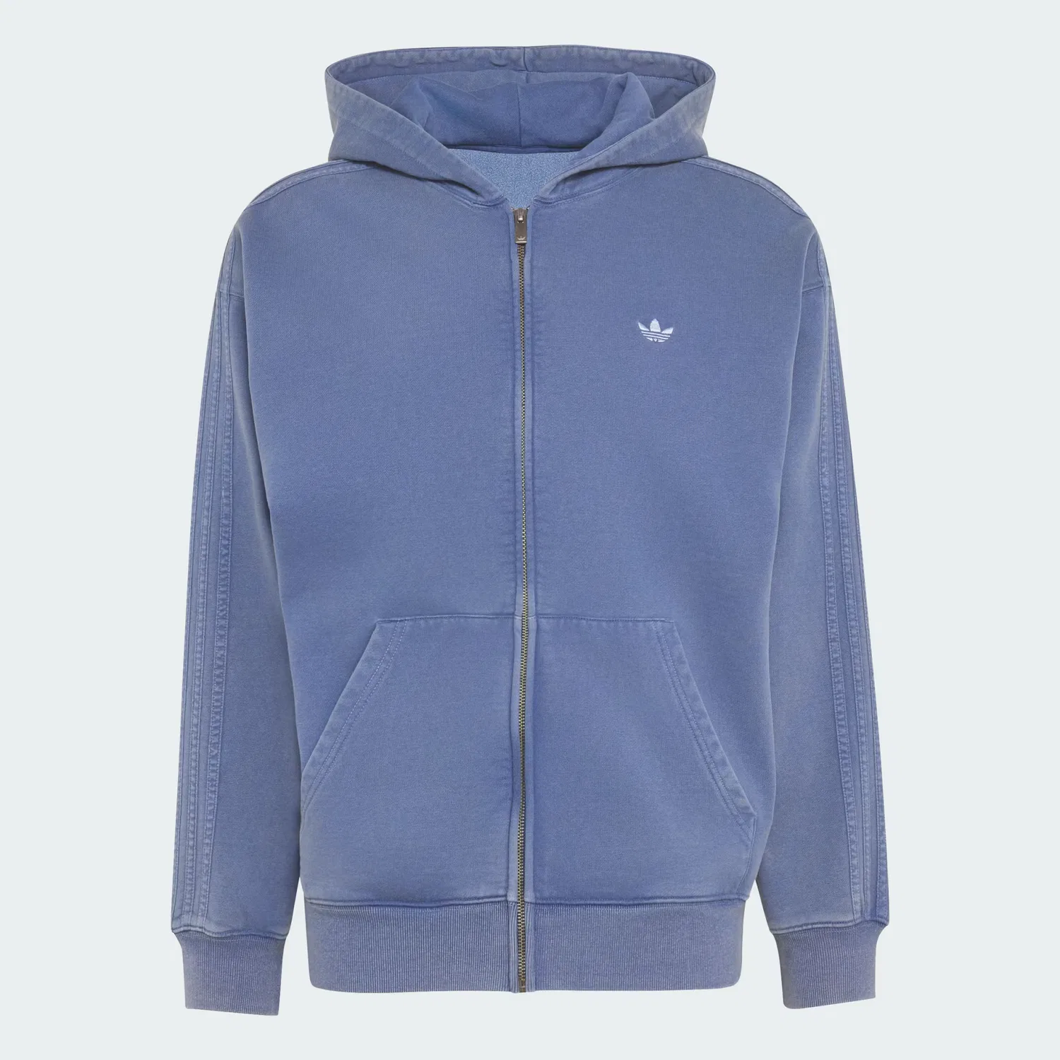 Мужское худи на молнии свободного кроя Trefoil Essentials Washed Full Zip Loose, Adidas Originals, темно-синий — фото 4