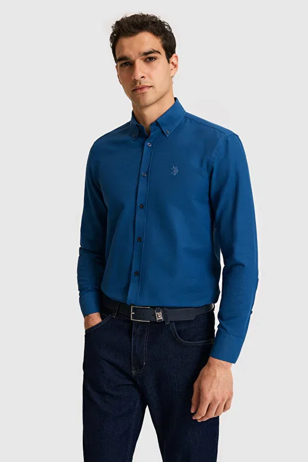 Мужская рубашка с длинным рукавом Basics U.S. Polo Assn., Light Lacivert