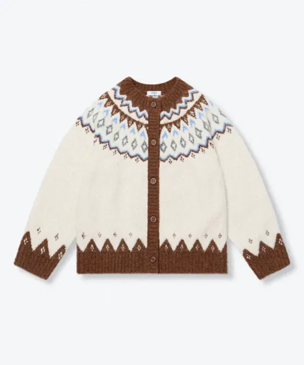 Кардиган с круглым вырезом, Fair Isle, Musinsa Standard Kids, кремовый — фото 3